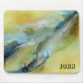 Yellow Blue White Abstrakt Marble Art Mousepad (Vorne)
