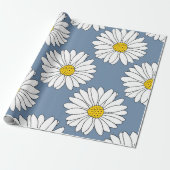 Yellow Blue White Daisy Muster Geschenkpapier (Ungerollt)