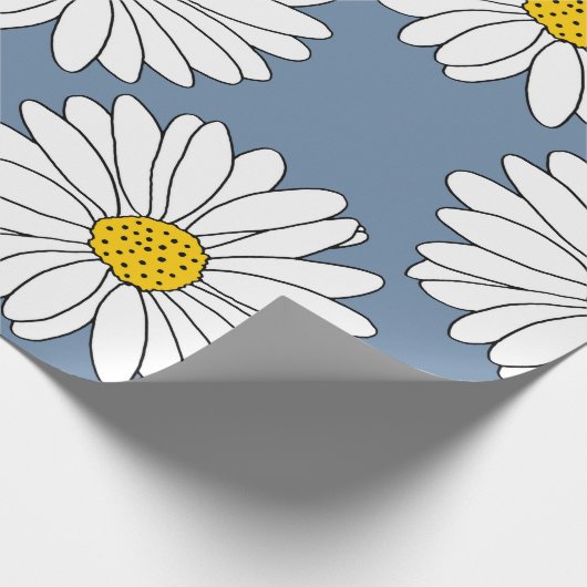 Yellow Blue White Daisy Muster Geschenkpapier (Ecke)