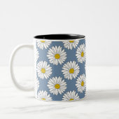 Yellow Blue White Daisy Muster Zweifarbige Tasse (Links)