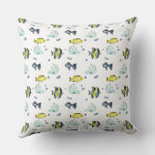 Yellow Blue White Tropical Fish Ocean Theme Kissen (Rückseite)