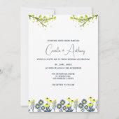 Yellow Blue Wildblume Floral Boho Wedding Einladung (Vorderseite)