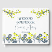 Yellow Blue Wildblume Floral Boho Wedding Gästebuch (Vorderseite)