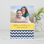Yellow Blue Zickzack Foto Probe Abendessen Party Einladung (Stehend Vorderseite)