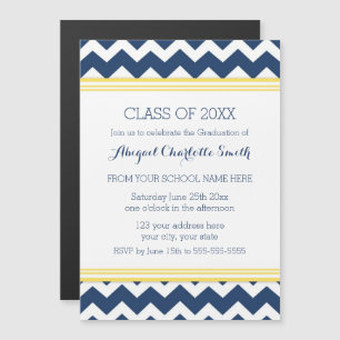 Yellow Blue Zickzack Graduation Party Magnetic Car Magneteinladung