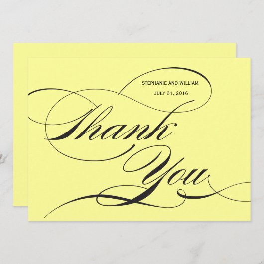 Yellow Blüh Wedding Dankeschön Karte (Vorne/Hinten)
