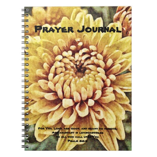 Yellow Blume Art Prayer Journal Psalm 86:5 Notizblock (Vorderseite)
