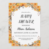 Yellow Blume Baby Girl Babydusche Einladung (Vorne/Hinten)