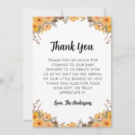 Yellow Blume Babydusche Danke Karte