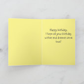 Yellow Blume&Blue Cat mit Hut und Herz zum Geburts Karte (Innenseite)