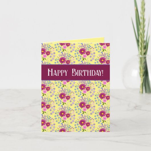 Yellow Blume Bouquet Geburtstagskarte Karte (Vorderseite)