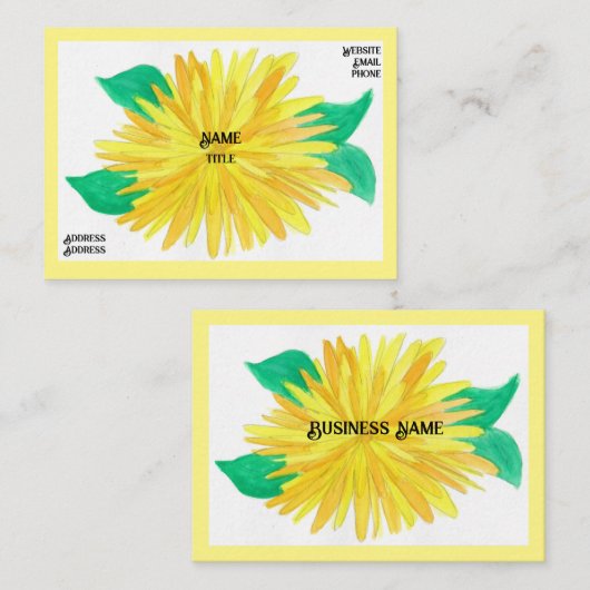Yellow Blume Business Cards Visitenkarte (Vorne/Hinten)