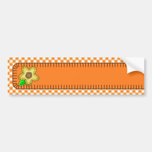 Yellow Blume Gingham Background Autoaufkleber (Vorne)