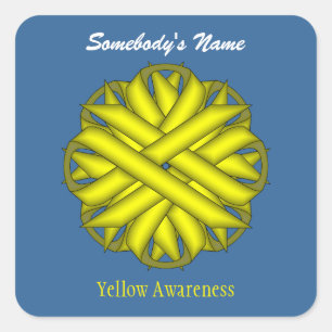 Yellow Blume Ribbon von Kenneth Yoncich Quadratischer Aufkleber