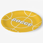 Yellow Bocci Ball Game Custom Paper Party Teller (Schrägansicht)