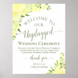 Yellow Boho Chic Rose Unplugged Wedding Zeremony Poster