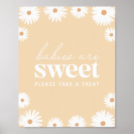 Yellow Boho Daisy Baby Shower Babies sind süß Poster