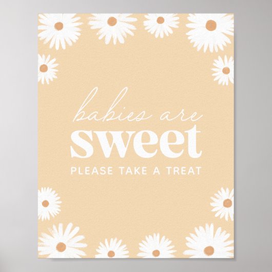 Yellow Boho Daisy Baby Shower Babies sind süß Poster (Vorne)