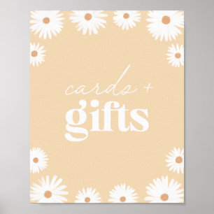 Yellow Boho Daisy Baby Shower Cards und Geschenke Poster