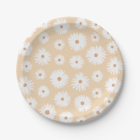 Yellow Boho Daisy Birthday Party Pappteller (Vorderseite)
