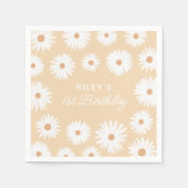 Yellow Boho Daisy Birthday Party Serviette (Vorderseite)
