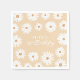 Yellow Boho Daisy Birthday Party Serviette