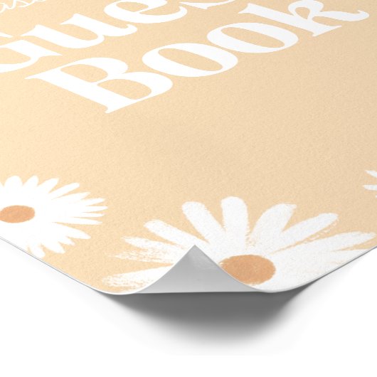 Yellow Boho Daisy Floral Baby Showbook Poster (Ecke)