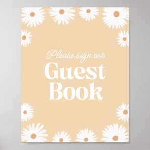 Yellow Boho Daisy Floral Baby Showbook Poster