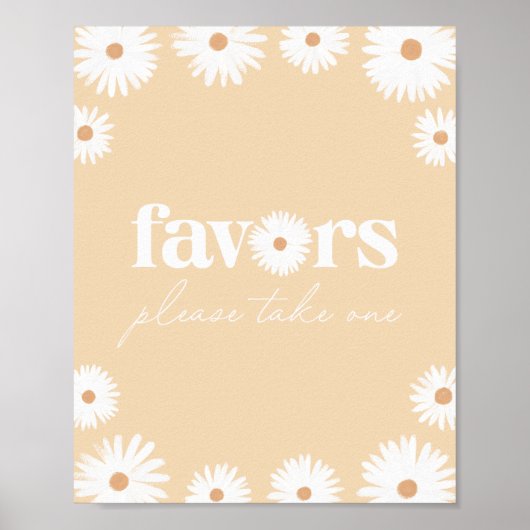 Yellow Boho Daisy Floral Baby Shower favorisiert S Poster (Vorne)