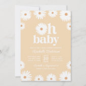 Yellow Boho Daisy Floral Girl Babydusche Einladung (Vorderseite)
