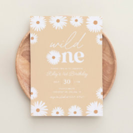 Yellow Boho Daisy Wild Ein 1. Geburtstag Party Einladung