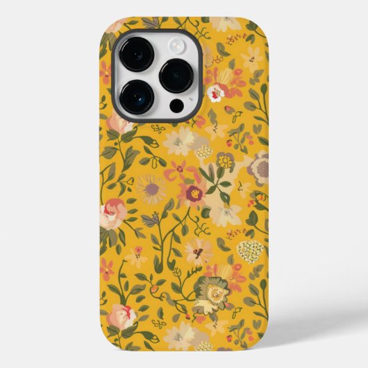 Yellow Boho Floral Background Case-Mate iPhone Hülle (Rückseite)