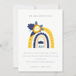 Yellow Boho Floral Rainbow Baby Ankündigung