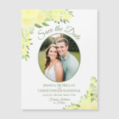 Yellow Boho Floral Save the Date Oval Foto Magnet (Vorderseite)