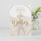 Yellow-boho-Rahmen-Foto-Hochzeit Einladung (Stehend Vorderseite)