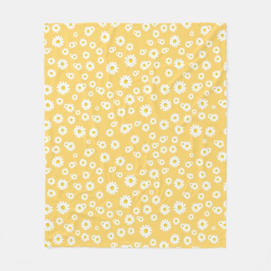 Yellow Boho Spring Daisies Pattern Fleecedecke (Vorderseite)