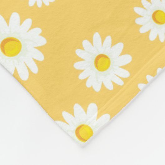 Yellow Boho Spring Daisies Pattern Fleecedecke (Ecke)