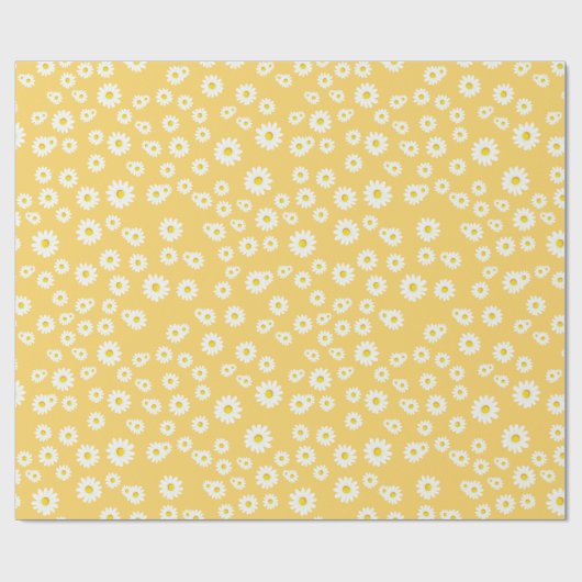 Yellow Boho Spring Daisies Pattern Geschenkpapier (Flach)