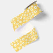 Yellow Boho Spring Daisies Pattern Satinband (Rückseite)
