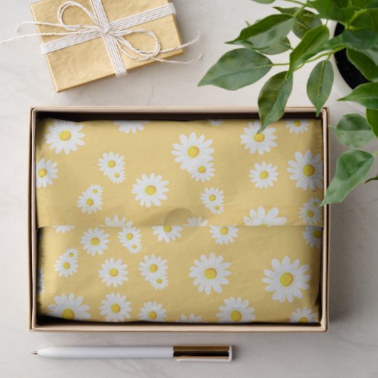 Yellow Boho Spring Daisies Pattern Seidenpapier (Geschenk)