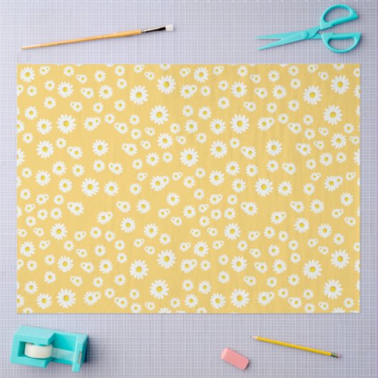 Yellow Boho Spring Daisies Pattern Seidenpapier (Basteln)