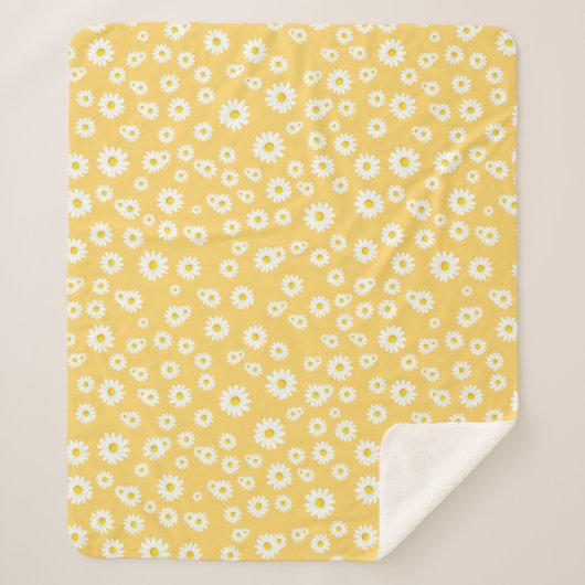 Yellow Boho Spring Daisies Pattern Sherpadecke (Vorderseite)