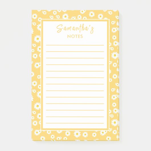 Yellow Boho Spring Daisies Post-it Klebezettel (Vorderseite)
