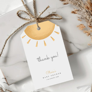 Yellow Boho Sunshine Baby Dusche Danke Geschenkanhänger