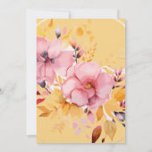 Yellow Boho Watercolor Floral Wedding Einladung (Rückseite)