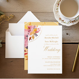 Yellow Boho Watercolor Floral Wedding Einladung