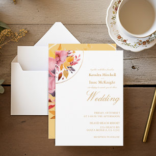 Yellow Boho Watercolor Floral Wedding Einladung