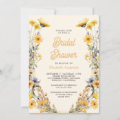 Yellow Boho Wildblume Blumenfoto Bridal Dusche Einladung (Vorderseite)