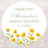 Yellow Boho Wildblume Brautparty Vielen Dank Runder Aufkleber