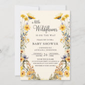 Yellow Boho Wildblume Floral QR Code Babydusche Einladung (Vorderseite)